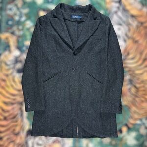 Polo Ralph Lauren Herringbone Overcoat 2 Button Jacket Wool Alpaca Blend Gray 14